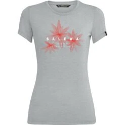 Salewa Lines Graphic Dry T-Shirt Women - Heather Grey Melange/flowers 626
