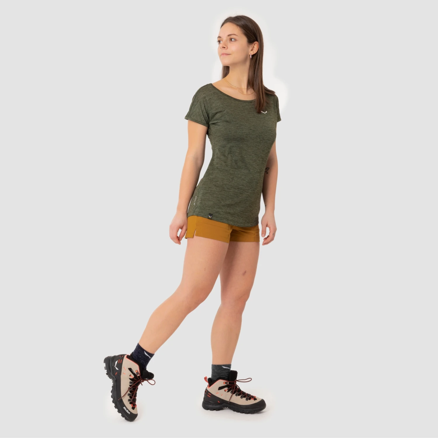 Salewa Puez Melange Dry T-Shirt Women - Dark Olive Melange 5286 - Image 2