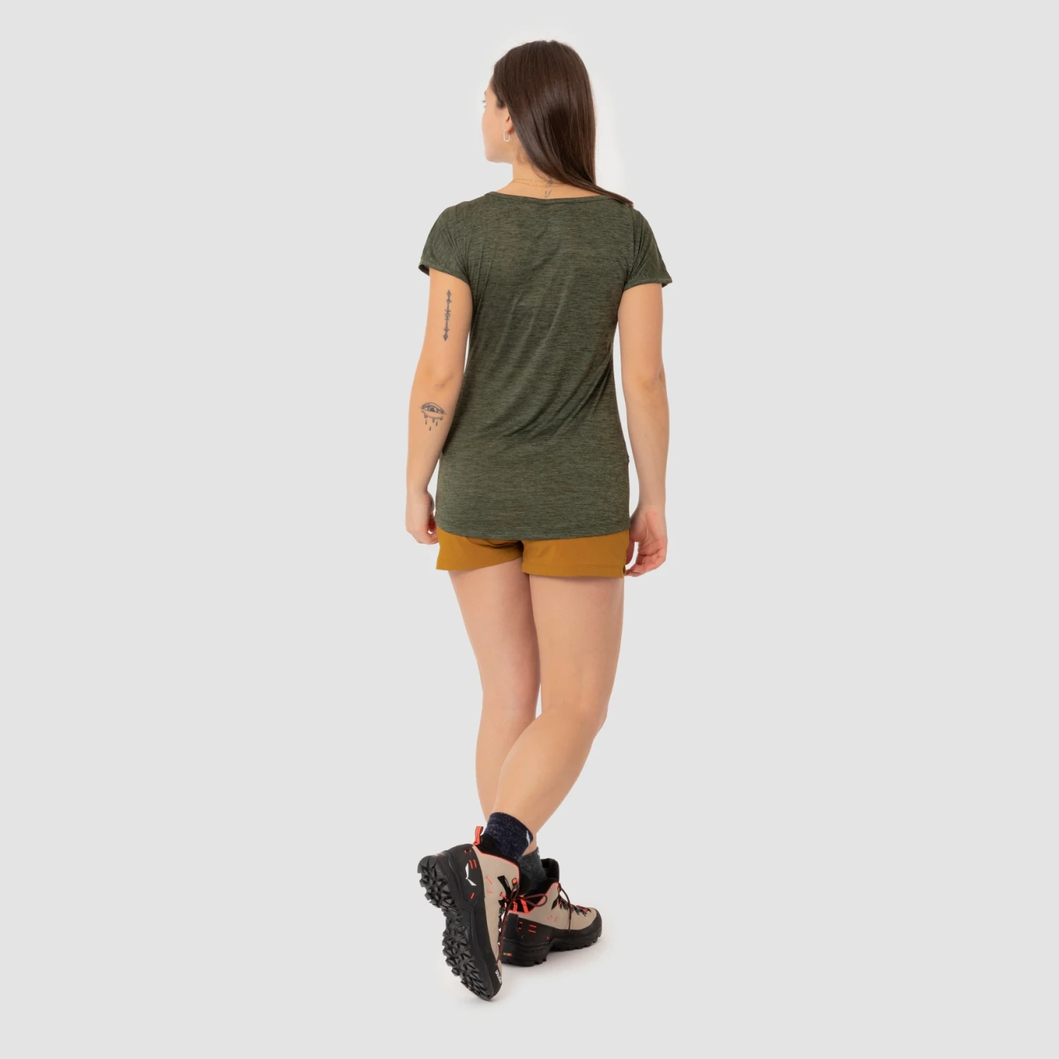 Salewa Puez Melange Dry T-Shirt Women - Dark Olive Melange 5286 - Image 3