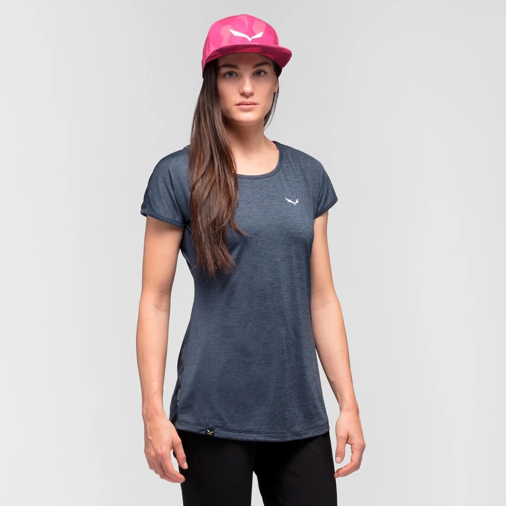 Salewa Puez Melange Dry T-Shirt Women - Premium Navy Melange 3986 - Image 3