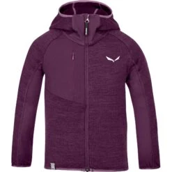 Salewa Puez Melange Polarlite Full-Zip Hoody Kids - Dark Purple Melange 6879