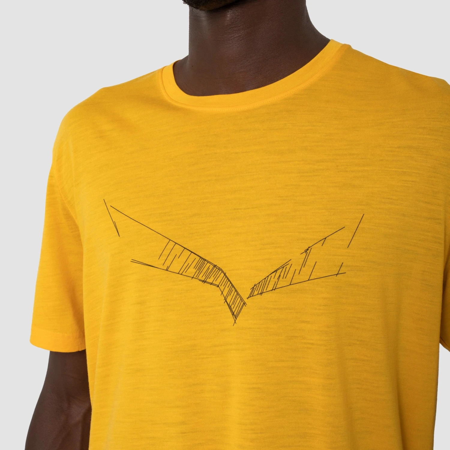 Salewa Pure Eagle Sketch Alpine Merino T-Shirt - Gold Melange 2196 - Image 4